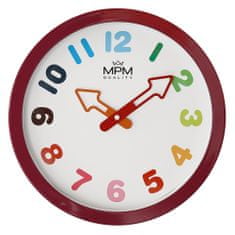MPM QUALITY Dětské nástěnné hodiny MPM Arrow, tmavě červená