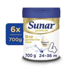 Sunar Premium 4 batolecí mléko, 6 x 700g