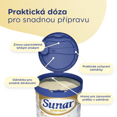 Sunar Premium 2 pokračovací kojenecké mléko, 6 x 700 g