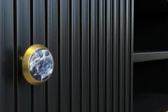 Homlando Komoda PETRA 182 cm 4D frézovaná černý mat se zlatými nohami