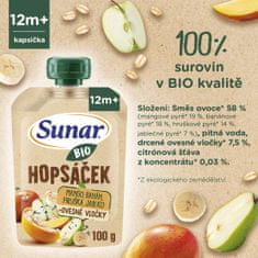 Sunar BIO ovocná kapsička Hopsáček mango, banán, hruška a ovesné vločky 12x100 g