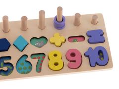 KIK Třídič dřevěných počítadel Montessori čísla 3v1 13x36cm