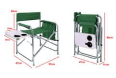 SEFIS Basic kempingová rozkládací židle se stolkem a držákem nápojů - Barva : Zelená