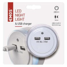 Emos LED noční světlo P3313 do zásuvky s 2x USB