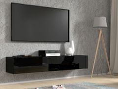 Homlando TV stolek BINGO 180 cm závěsná černý mat / černý lesk