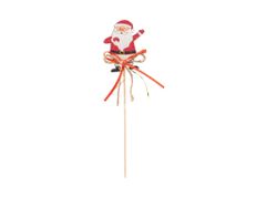 Zápich dřevo 12ks 55x75mm + špejle sněhulák, Santa v dřevěné ohrádce mix, červená, bílá