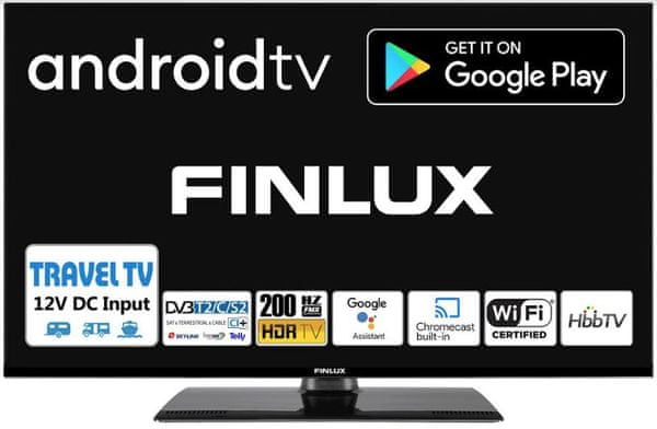 Finlux 24FHMG5771 smart LED televize 24,5 palce Android TV operační systém Google HbbTV červené tlačítko skylink bluetooth Wi-Fi USB