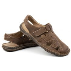Pánské kožené sandály na léto 678MA hnědé velikost 45