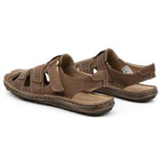 Pánské kožené sandály na léto 678MA hnědé velikost 45