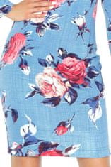 Amiatex Dámské šaty 427-1 + Ponožky Gatta Calzino Strech, světle modrá džínovina, S