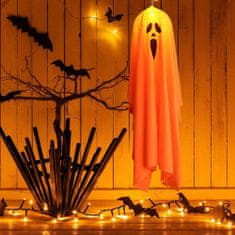Korbi Závěsný duch, svítící halloweenská dekorace, oranžová dekorace, 90cm