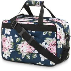 ZAGATTO Dámská cestovní taška s květinovým vzorem, příruční taška do letadla 40x20x25, objem 20 litrů, nepromokavý materiál, dvě kapsy na zip, možnost nasazení na rukojeť cestovního kufru / ZG829