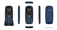 Mobiola MB3120 pohodlný telefon nejen pro seniory, 2,4" displej, SOS tlačítko, nabíjecí stojan, modrý