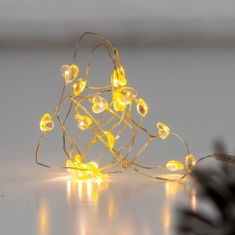 EDANTI Drátěná Girlanda Světla 20 Led Baterie Vánoční Dekorace Teplá Bílá 95 Cm Srdce