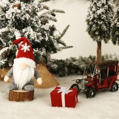 MUVU Skřítek, Vánoční Trpaslík S Vousy A Kloboukem Se Vzorem Sněhových Vloček - 28Cm Vánoce
