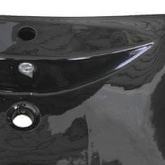 Vidaxl Černé luxusní keramické umyvadlo obdélníkové s přepadem a otvorem na baterii
