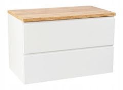Deftrans Koupelnová skříňka s horní deskou 80 cm závěsná bílá lesklá