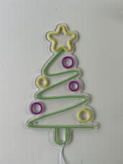 Neons LED neonová cedule - Vánoční stromeček ozdobený - 15*35 cm
