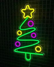 Neons LED neonová cedule - Vánoční stromeček ozdobený - 15*35 cm