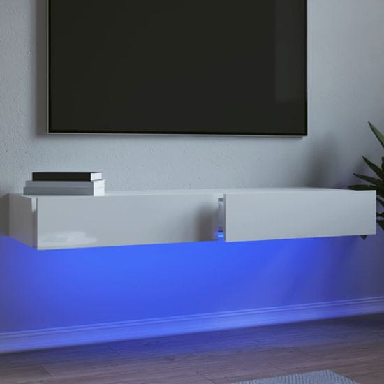 Vidaxl TV skříňky s LED osvětlením 2 ks bílé vysoký lesk 60x35x15,5 cm