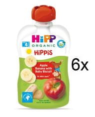 HiPP BIO Hippies Jablko-Banán-Baby sušenky, 6x 100g