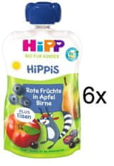 HiPP BIO Jablko-Hruška-Červené ovoce + železo od uk. 1. roku, 6 x 100 g