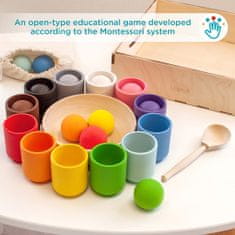 Ulanik Montessori dřevěná hračka "Balls in cups big“ pro nejmenší 