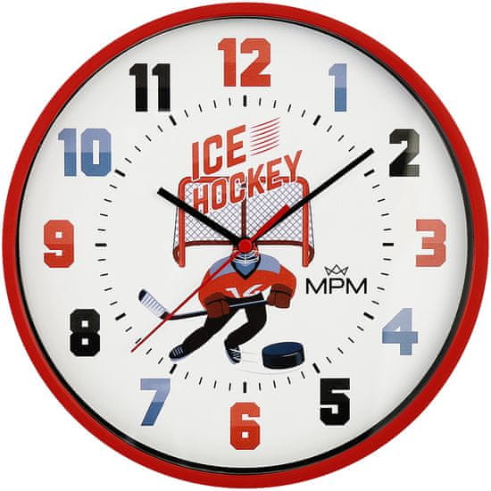MPM QUALITY Nástěnné designové plastové hodiny MPM Hokej