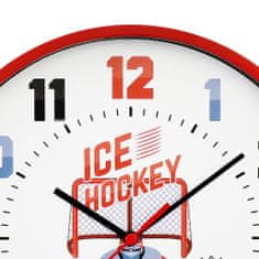 MPM QUALITY Nástěnné designové plastové hodiny MPM Hokej, červená