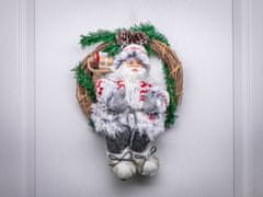 MAGIC HOME Santa sedící ve věnci, věnec, 30 cm