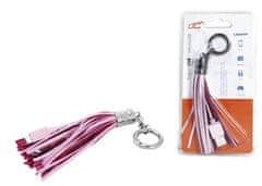 LTC USB - micro USB nabíjecí kabel jako klíčenka, barva růžová