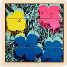 Galison Posuvné dřevěné puzzle Andy Warhol: Květiny 2v1 (16 dílků)