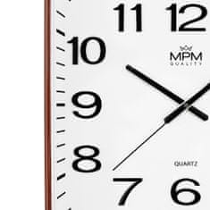 MPM QUALITY Hranaté plastové hodiny MPM Vinity, hnědá