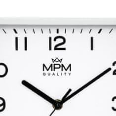 MPM QUALITY Hranaté plastové hodiny MPM Classic Square, bílá