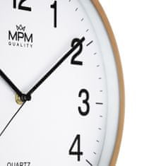 MPM QUALITY Designové plastové hodiny MPM E01.4187, světle hnědá