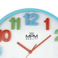 MPM QUALITY Designové plastové hodiny MPM E01.4186, modrá