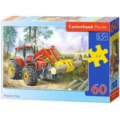 WOWO Puzzle CASTORLAND 60 dílků - Lesní Scéna s Traktorem a Drapákem, pro děti 5+ let