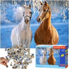 WOWO Puzzle CASTORLAND 260 dílků - Zimní koně, vhodné pro děti 8+ let