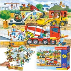 WOWO Puzzle CASTORLAND Maxi Construction Site - Staveniště, 40 dílků, pro děti 4+ let