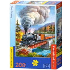 WOWO Puzzle CASTORLAND 200 dílků - Přejezd vlaku, vhodné pro děti 7+ let