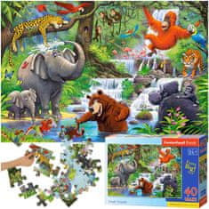 WOWO Puzzle CASTORLAND Maxi 40 dílků - Zvířátka z džungle, vhodné pro děti 4+ let