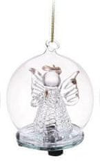 INTEREST Vánoční skleněná koule 6cm LED. anděl vzor.2