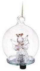INTEREST Vánoční skleněná koule 6cm LED. anděl vzor.3