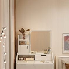 MUVU Bílý Kosmetický Zrcadlový Toaletní Stolek Se Zásuvkami