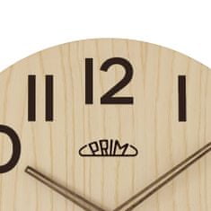 Prim Dřevěné designové hodiny PRIM Genuine Veneer, světlé dřevo/hnědá (5350)