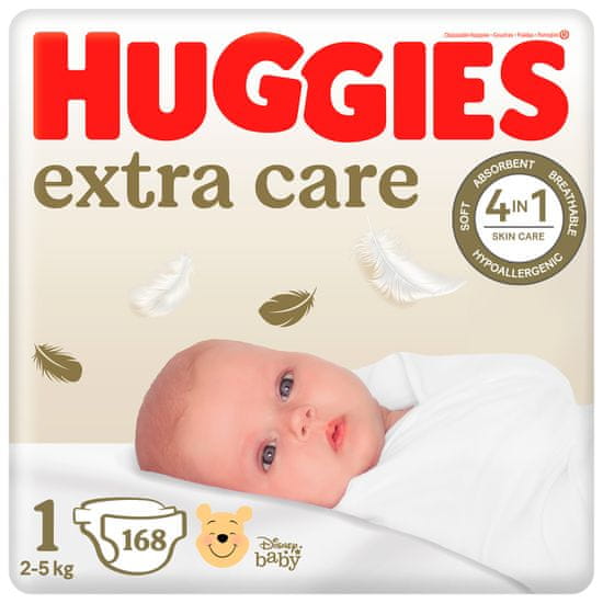 Huggies měsíční balení Extra Care Newborn 1, 168 ks