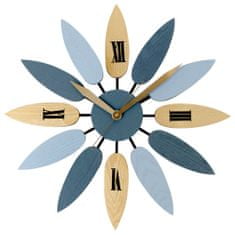 MPM QUALITY Dřevěné designové hodiny MPM Blossom Woody, šedá/zlatá