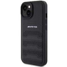 MERCEDES AMG hard obal na iPhone 15 PLUS 6.7" Black Leather Debossed Lines