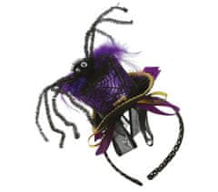Guirca Čelenka mini klobouček fialovo-černý s pavoukem