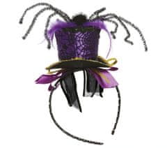Guirca Čelenka mini klobouček fialovo-černý s pavoukem